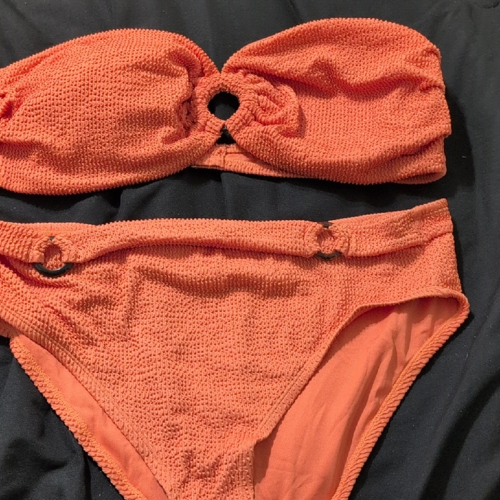Orange Textured Bikini Set